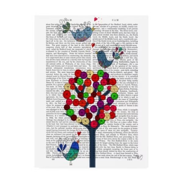 Fab Funky 'Button Tree And Birds, Blue' Canvas Art, 18x24, Trademark Fine Art, Mfr#: WAG12284-C1824GG
